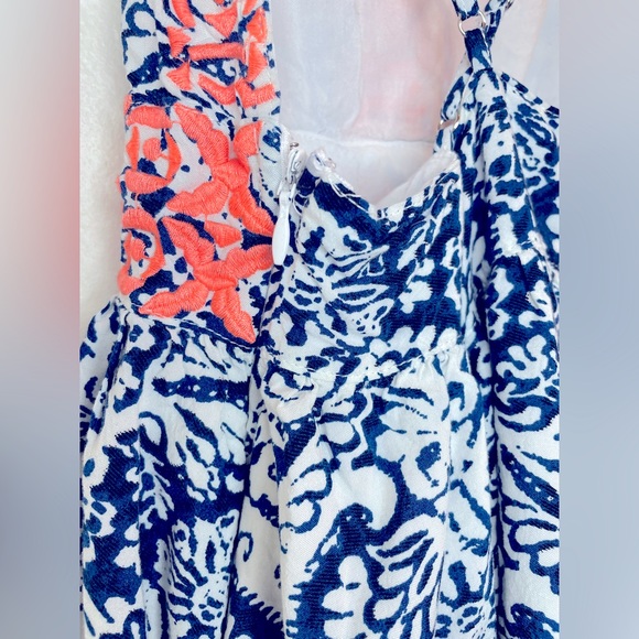 Windsor Spaghetti Strap Racerback Summer Dress Coral Navy and White - Picture 7 of 10